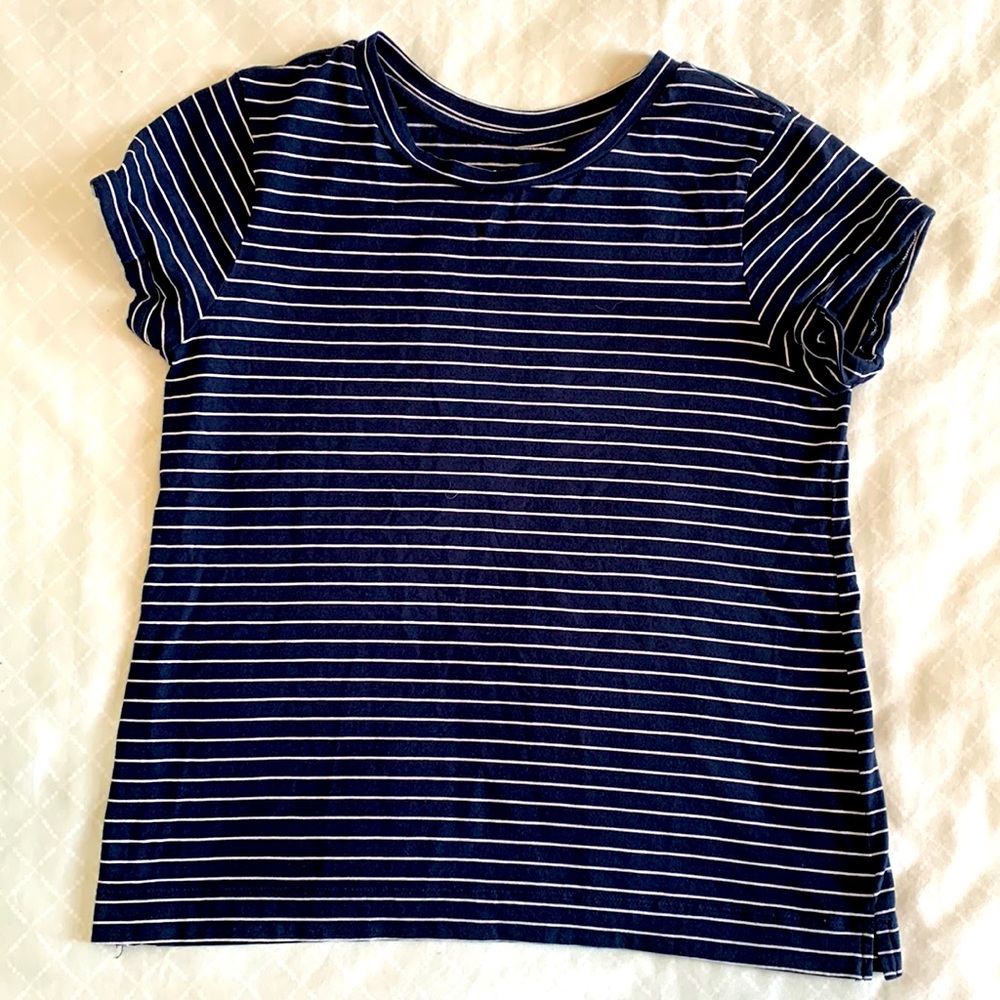 XS Loft navy and white striped t.